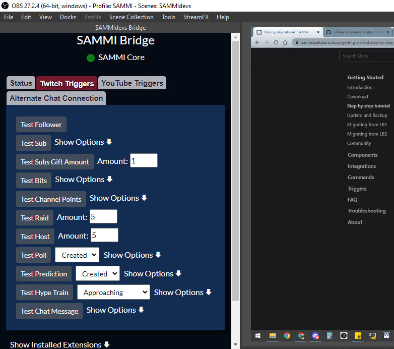 Bridge in a dock in OBS